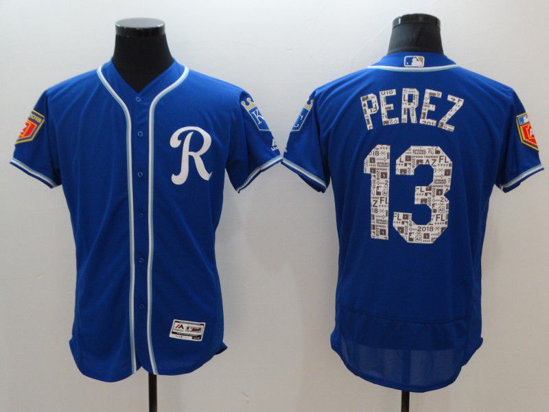 Men Kansas City Royals #13 Perz Blue Elite Spring Edition MLB Jerseys->chicago cubs->MLB Jersey